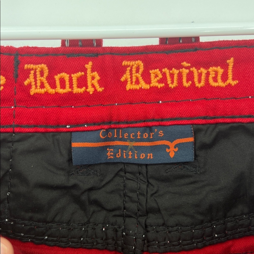 Men Rock Revival Red Jeans Slim Straight Stretch Pant Collectors Edition Size 32 - Picture 3 of 10